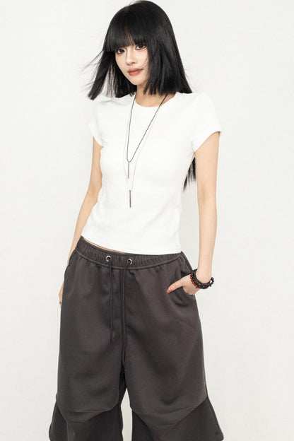 Retro Square Shoulder Slim Fit Tee