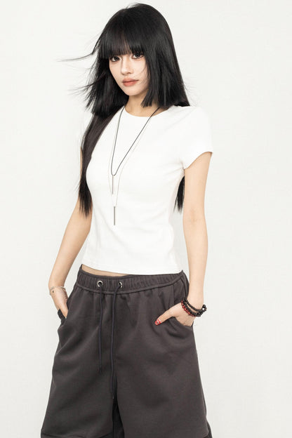 Retro Square Shoulder Slim Fit Tee