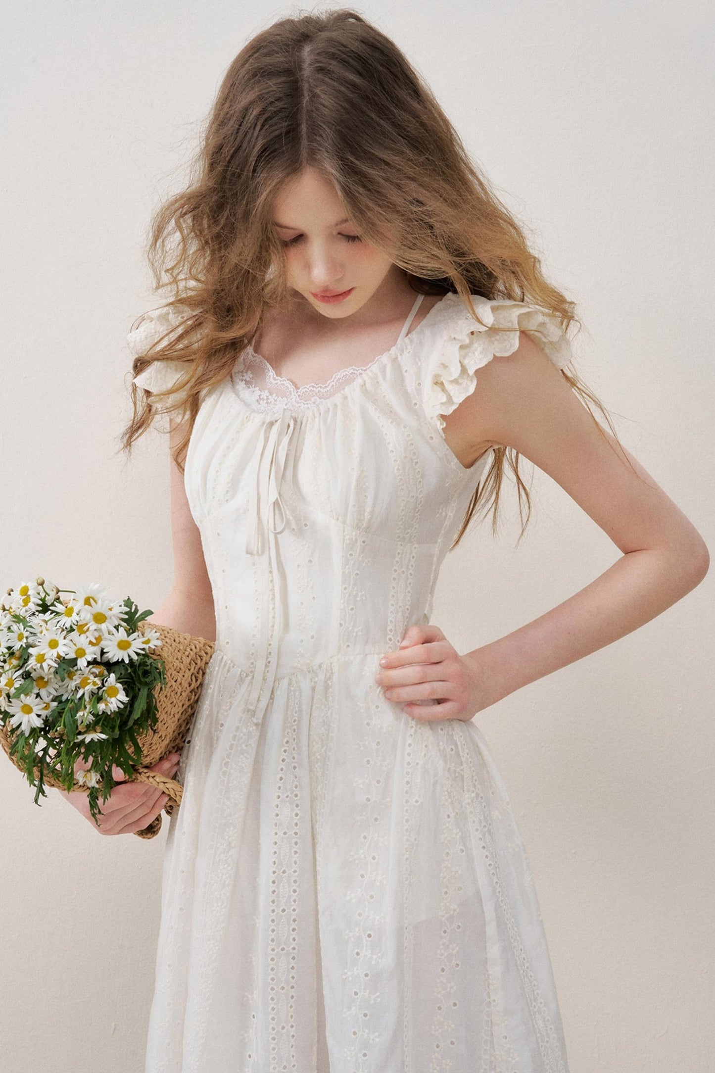 Flutter Lace Midi Dress