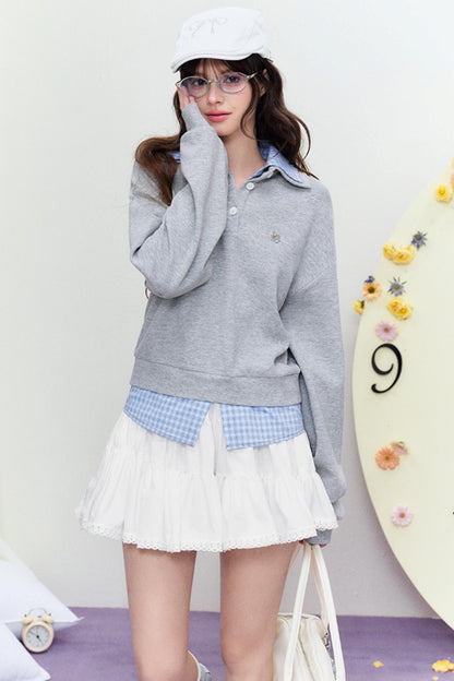 Mixed Check Polo Sweater