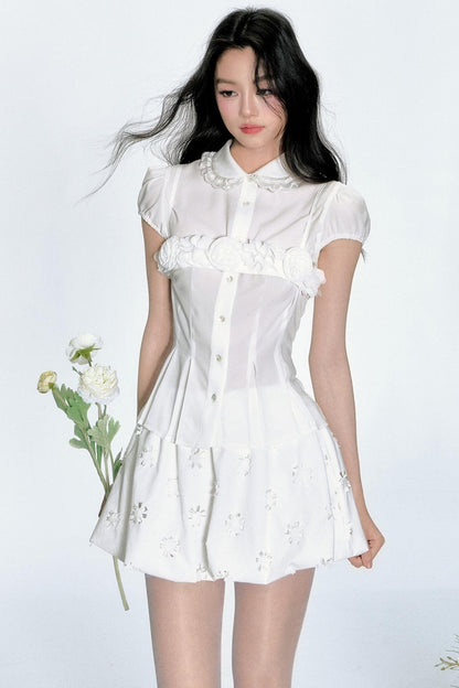 Layered Floral Bustier With Skirt Set-Up