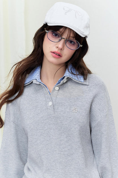 Mixed Check Polo Sweater