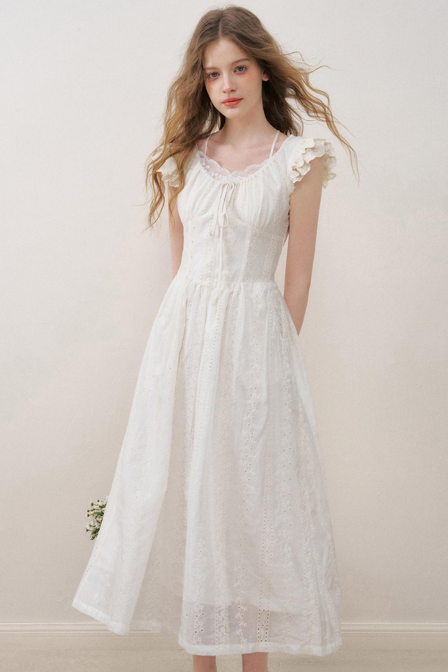 Flutter Lace Midi Dress