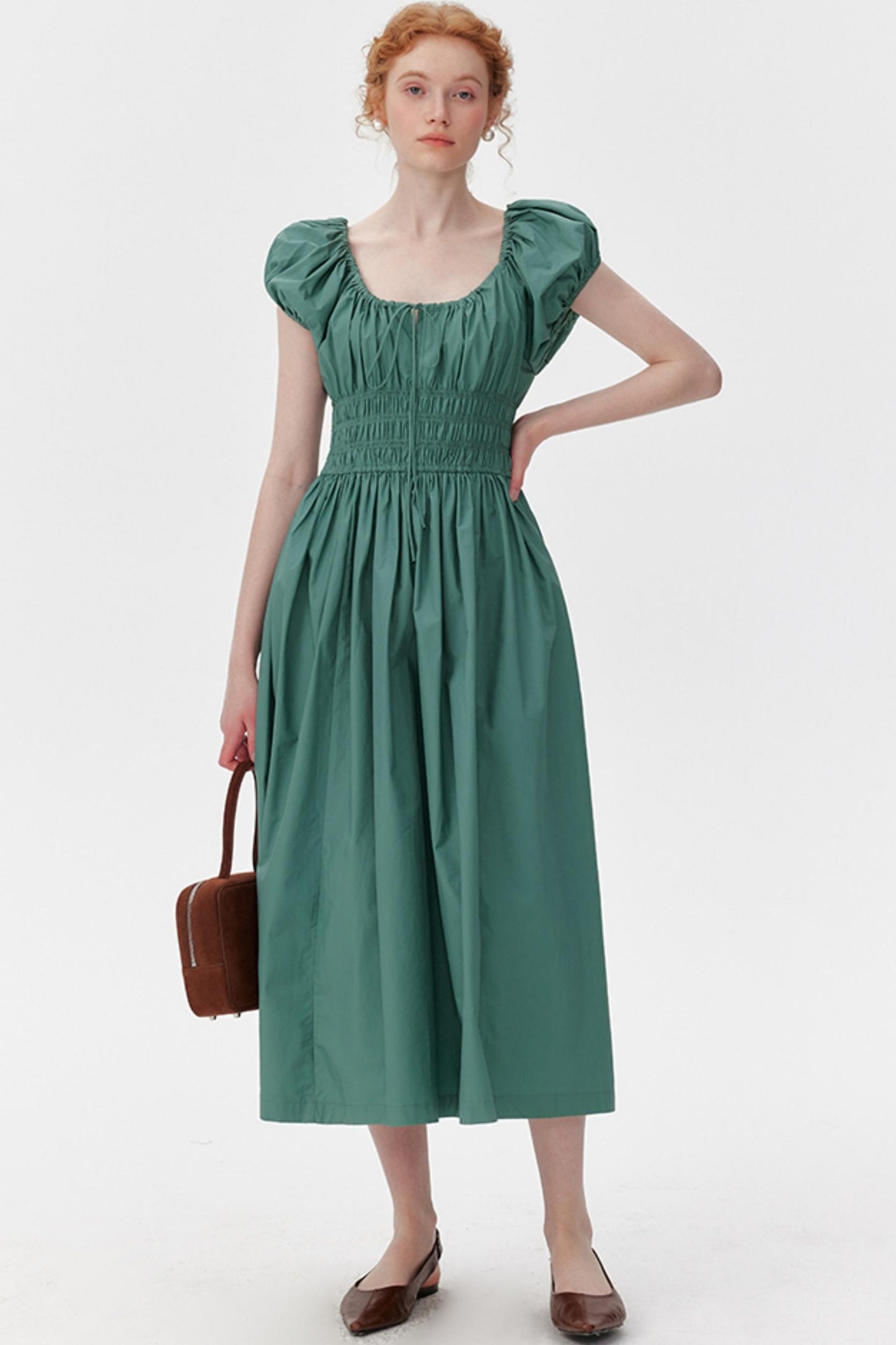 Chic Puff Sleeve Tie Dress