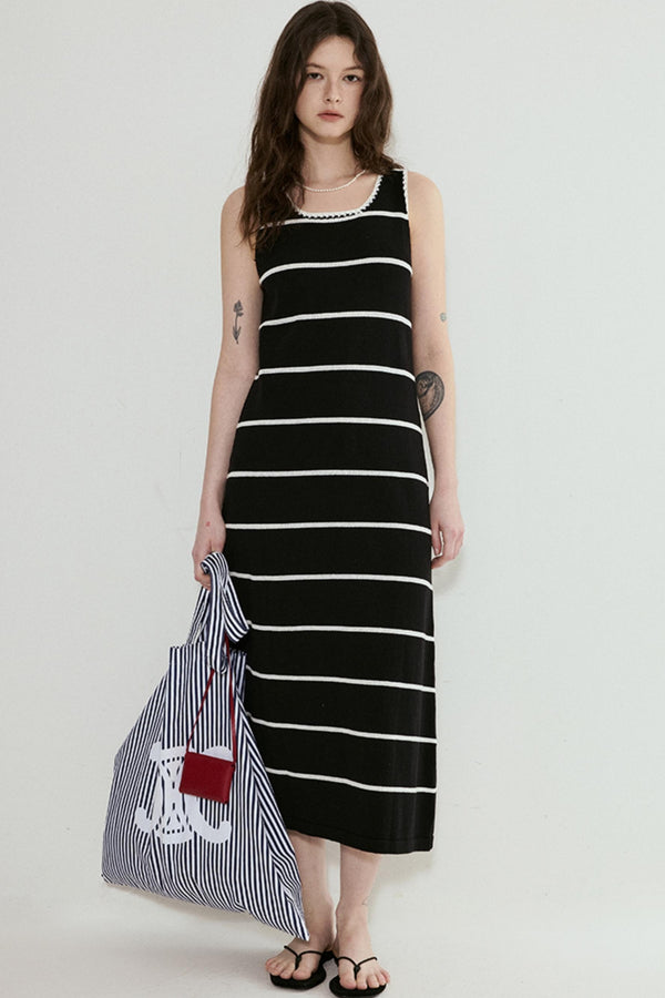 Crochet Lace Striped Dress