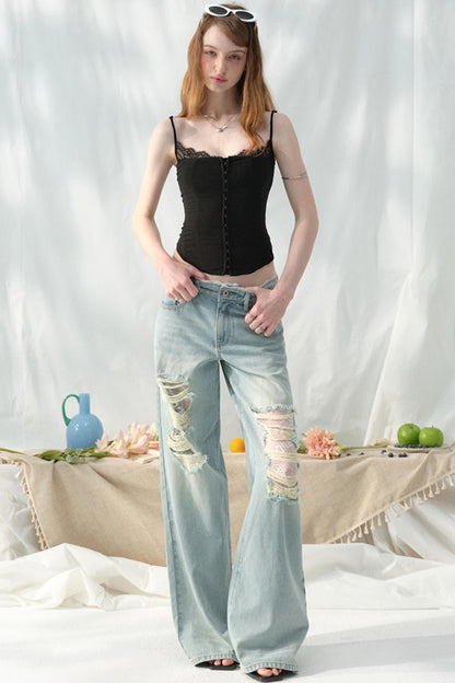 Chic Light Blue Wide-Leg Jeans