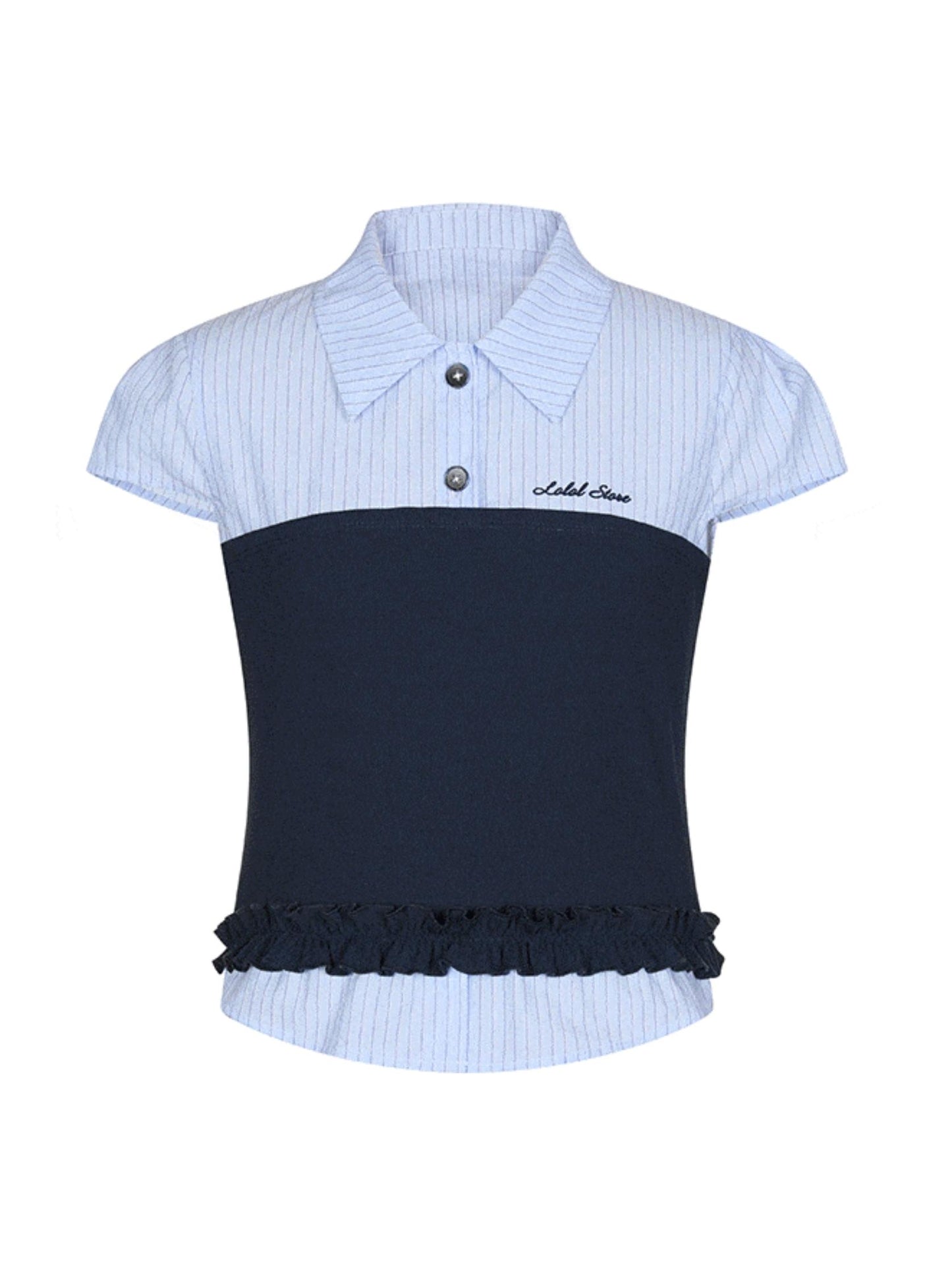 Blue Stripe Short Sleeve Blouse