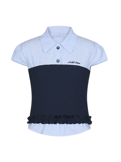 Blue Stripe Short Sleeve Blouse