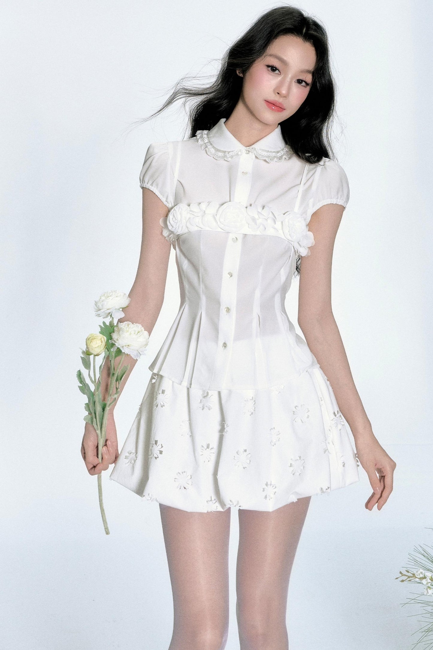 Layered Floral Bustier With Skirt Set-Up