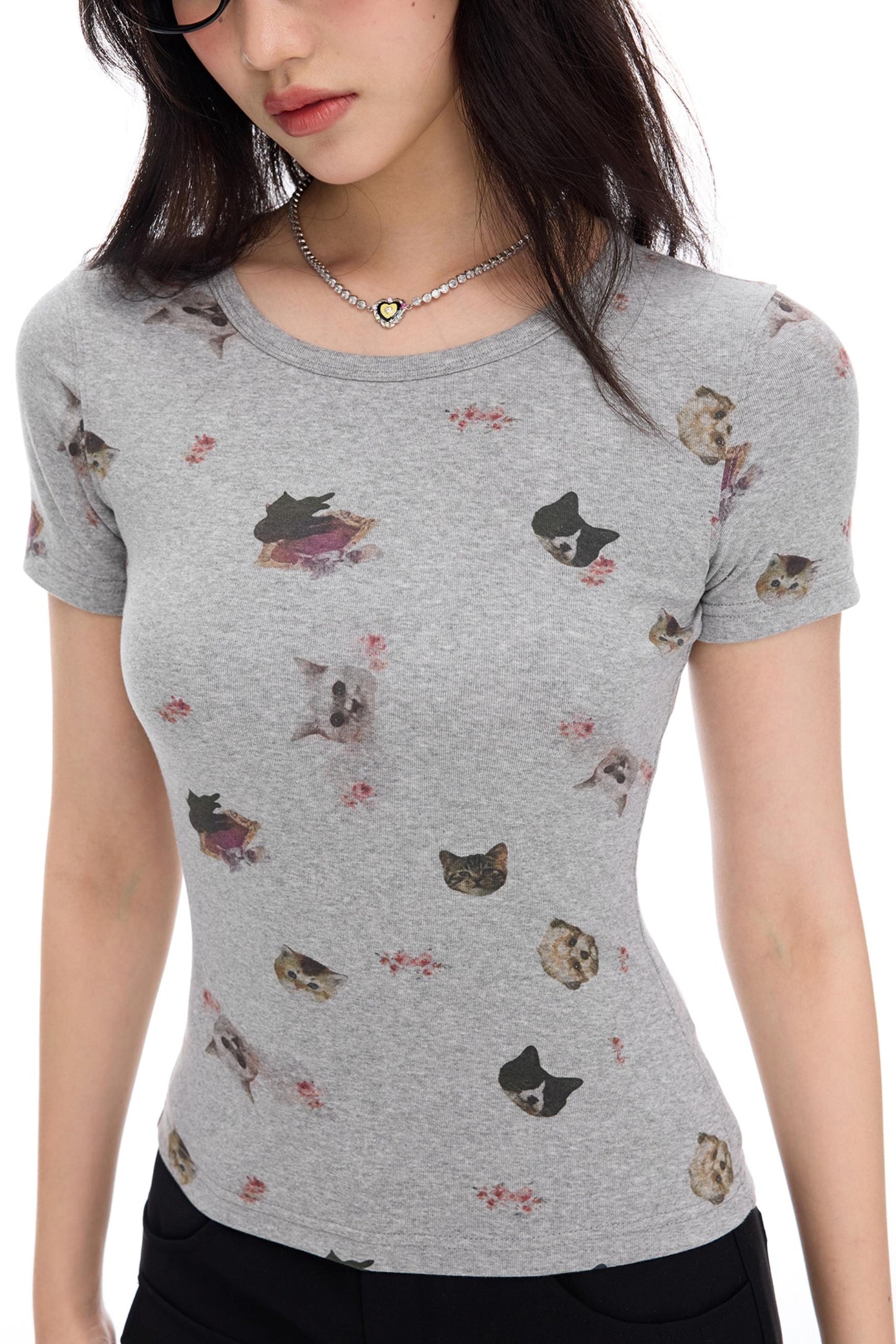 Cute Cat Print Tee