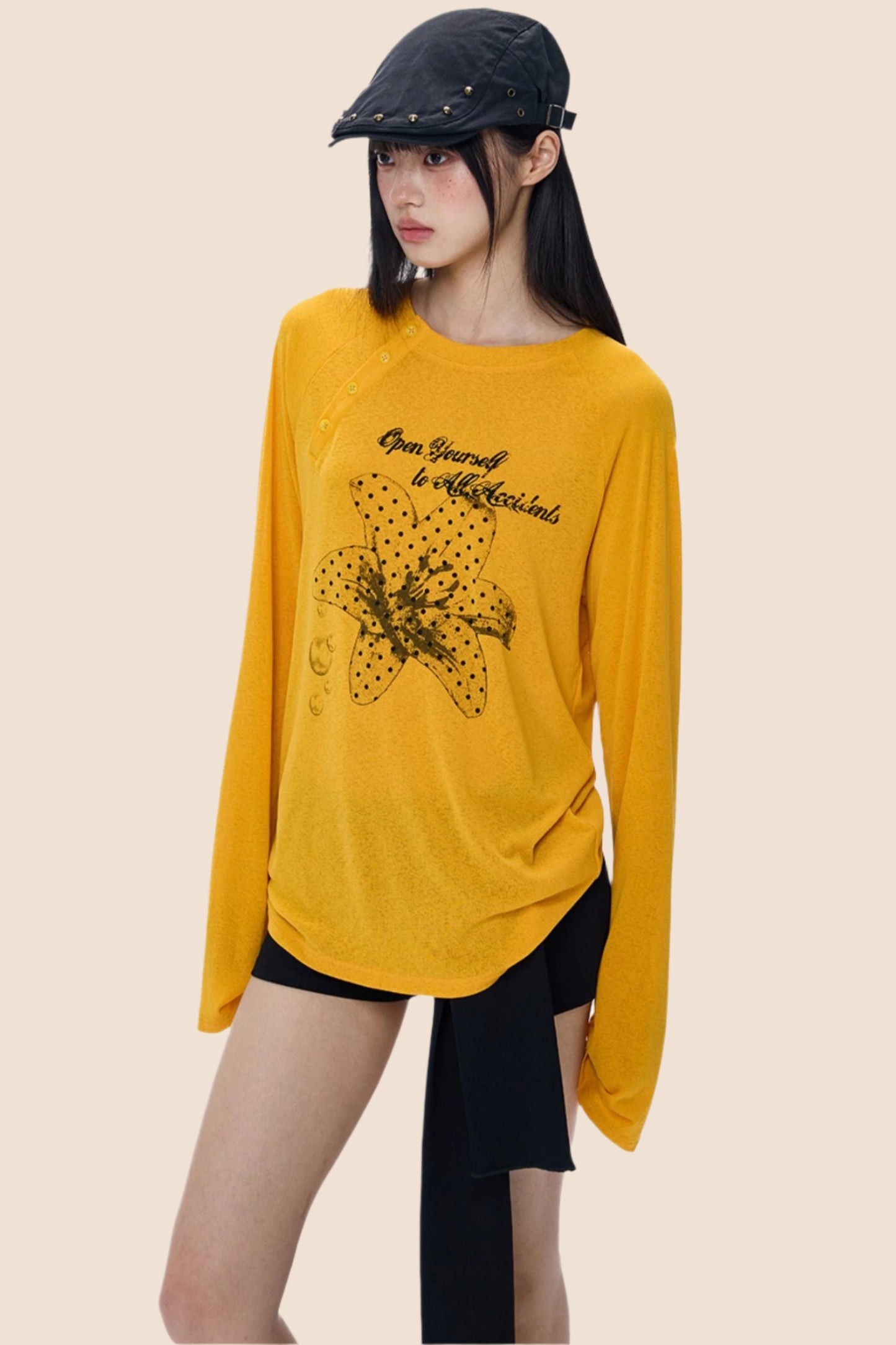 Slanted-Shouldered Summer T-Shirt