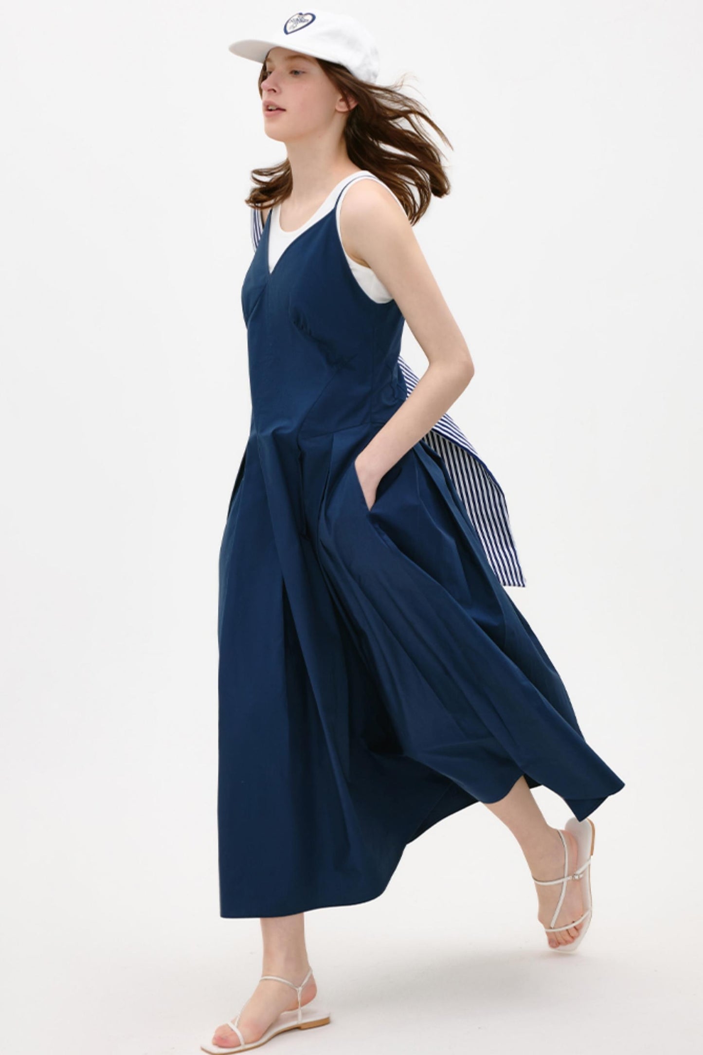 Antique Blue Luxe Halter Dress