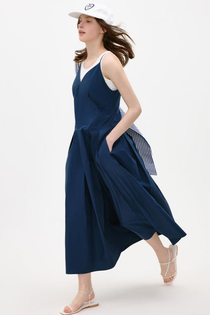 Antique Blue Luxe Halter Dress