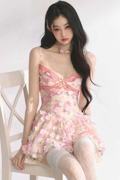 Apricot Lace Halter Dress