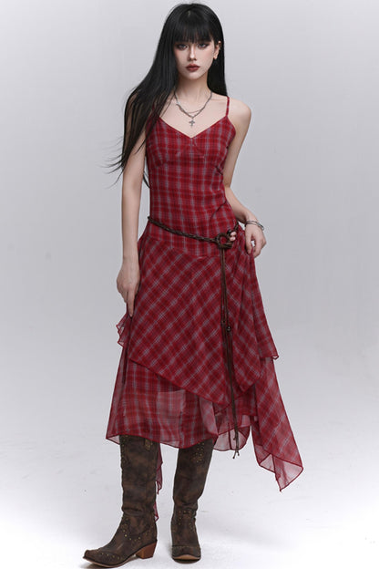 Pink Plaid Halter Dress