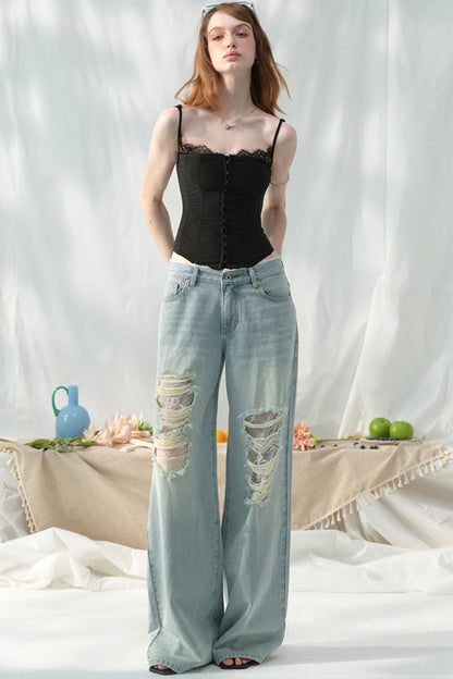 Chic Light Blue Wide-Leg Jeans