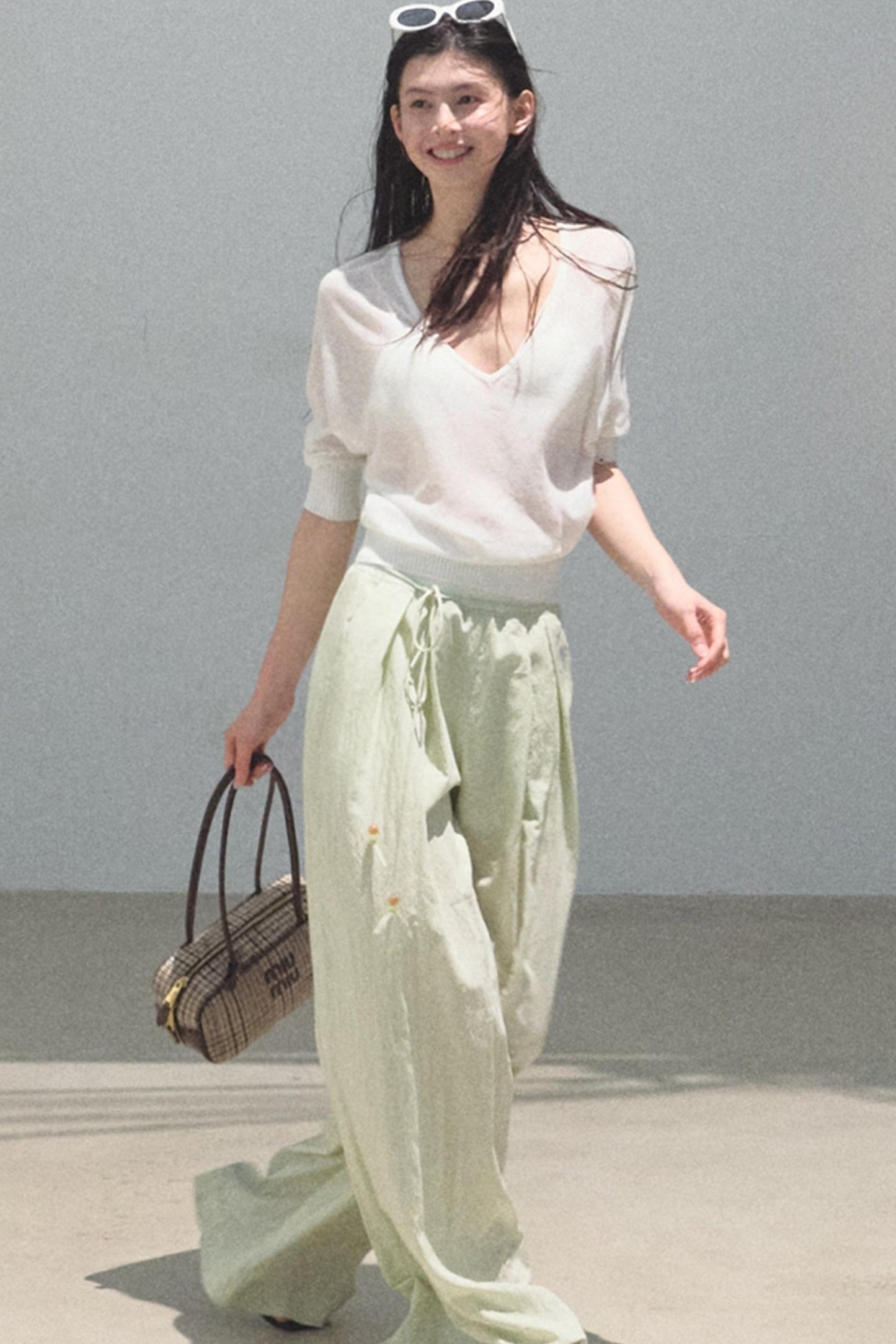 Distant Tenderness Linen Knit Camisole T-Shirt Set