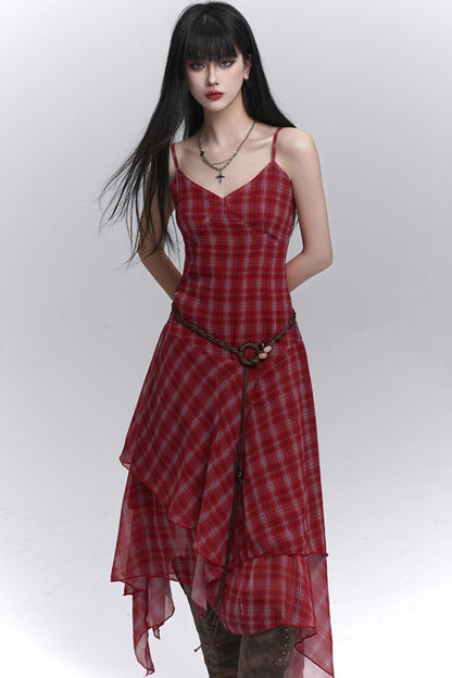 Pink Plaid Halter Dress