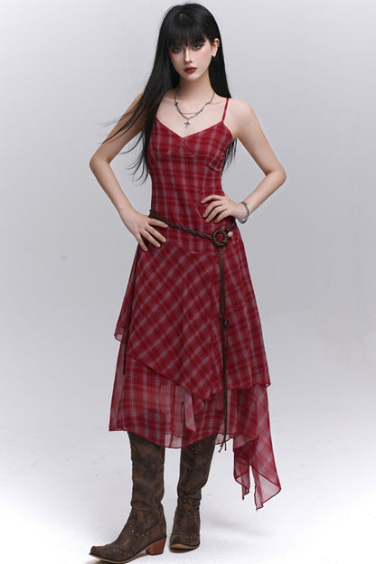 Pink Plaid Halter Dress