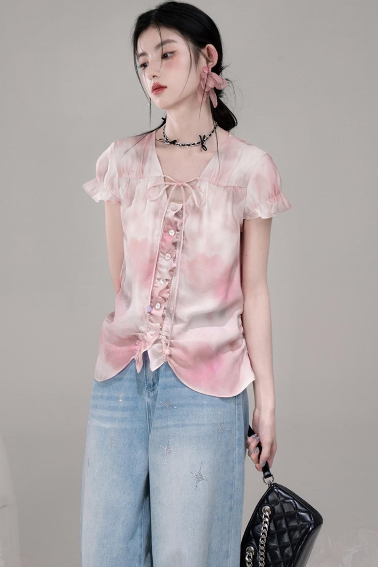 Smoky Haze Bubble Sleeve Top