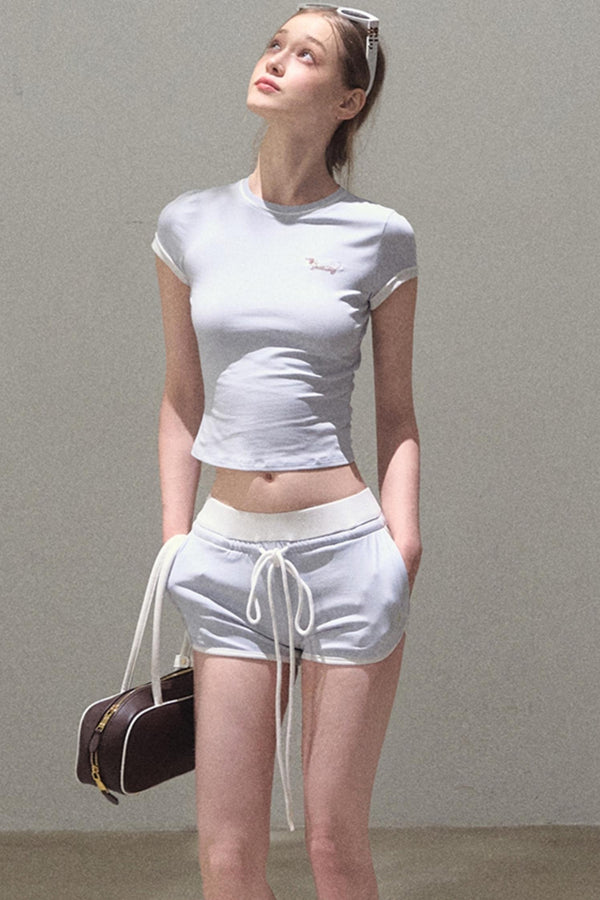 Colorblock Lace-Up Top Set-Up