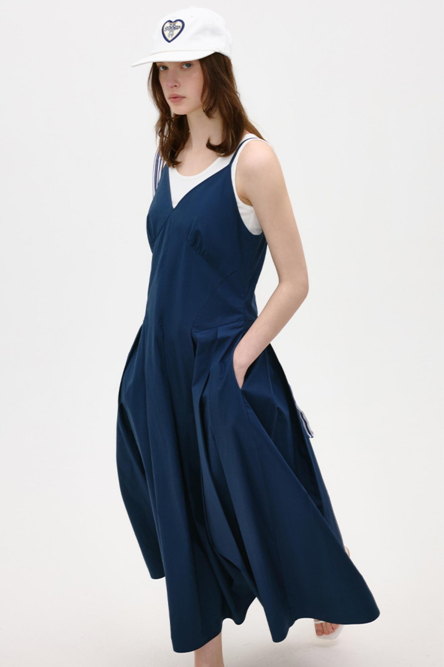 Antique Blue Luxe Halter Dress