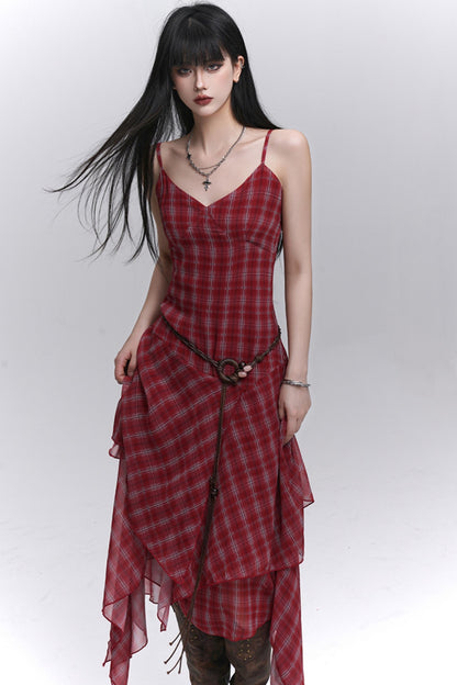 Pink Plaid Halter Dress