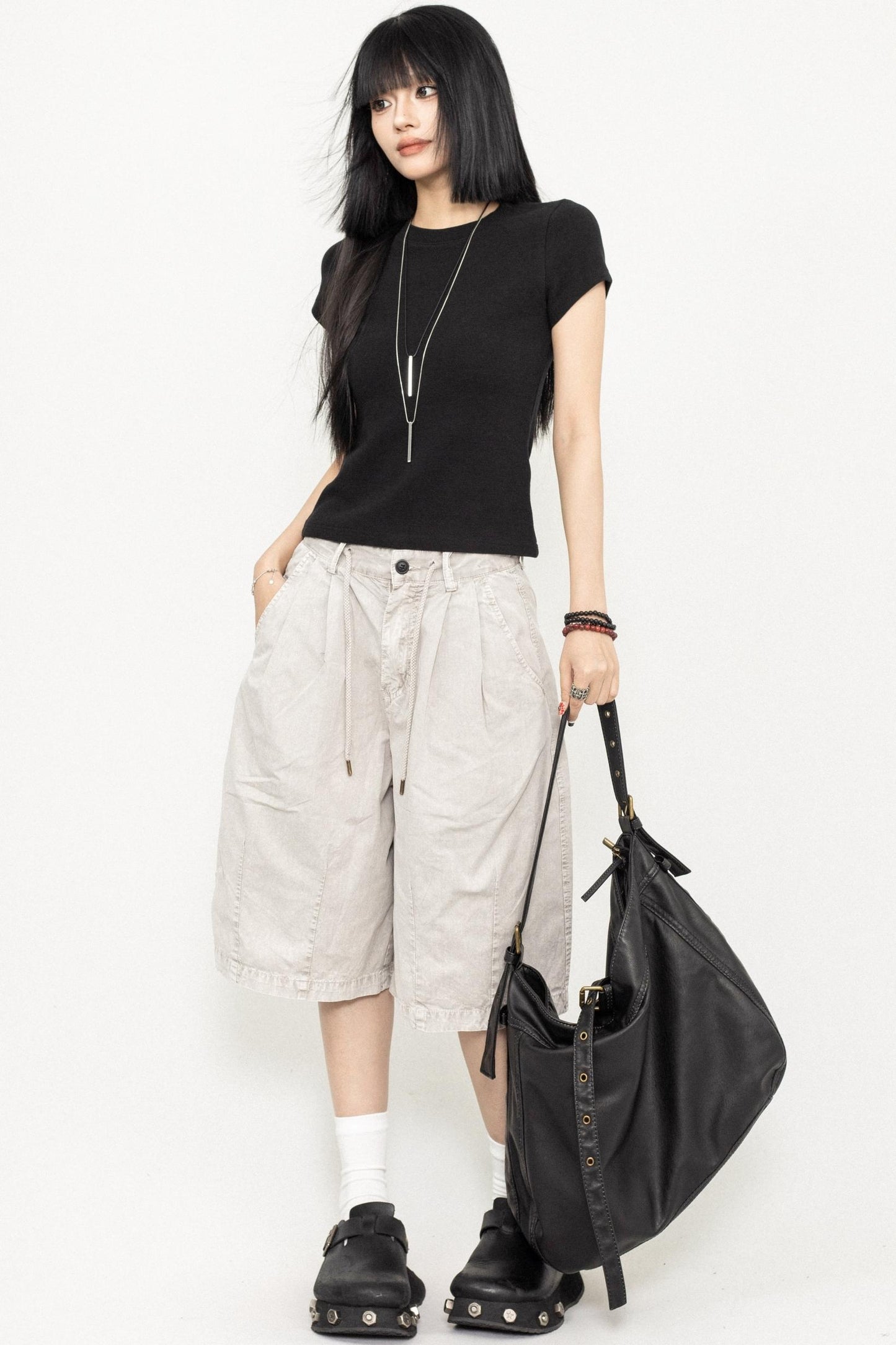 Retro Square Shoulder Slim Fit Tee