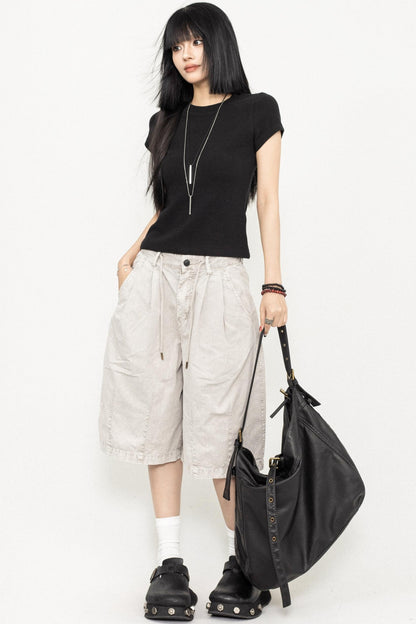 Retro Square Shoulder Slim Fit Tee