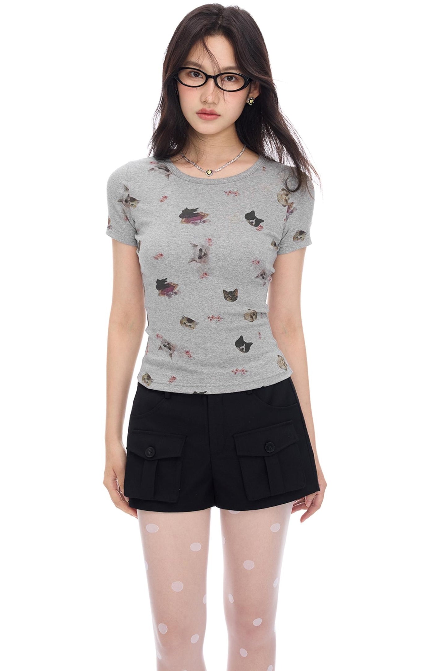 Cute Cat Print Tee