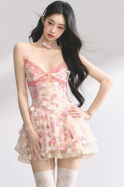 Apricot Lace Halter Dress