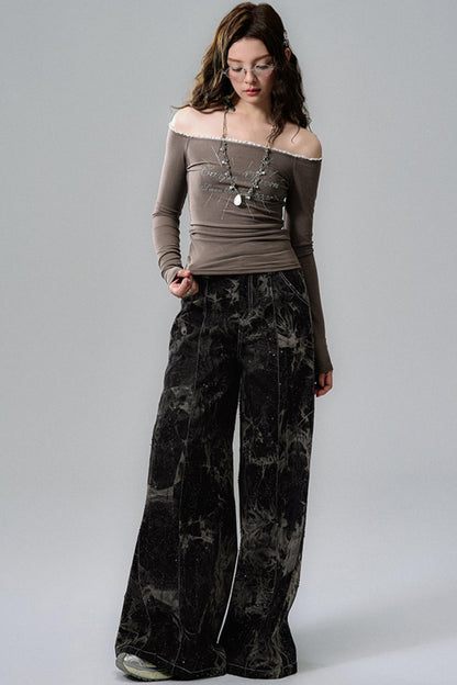 Wide Leg Denim Pants