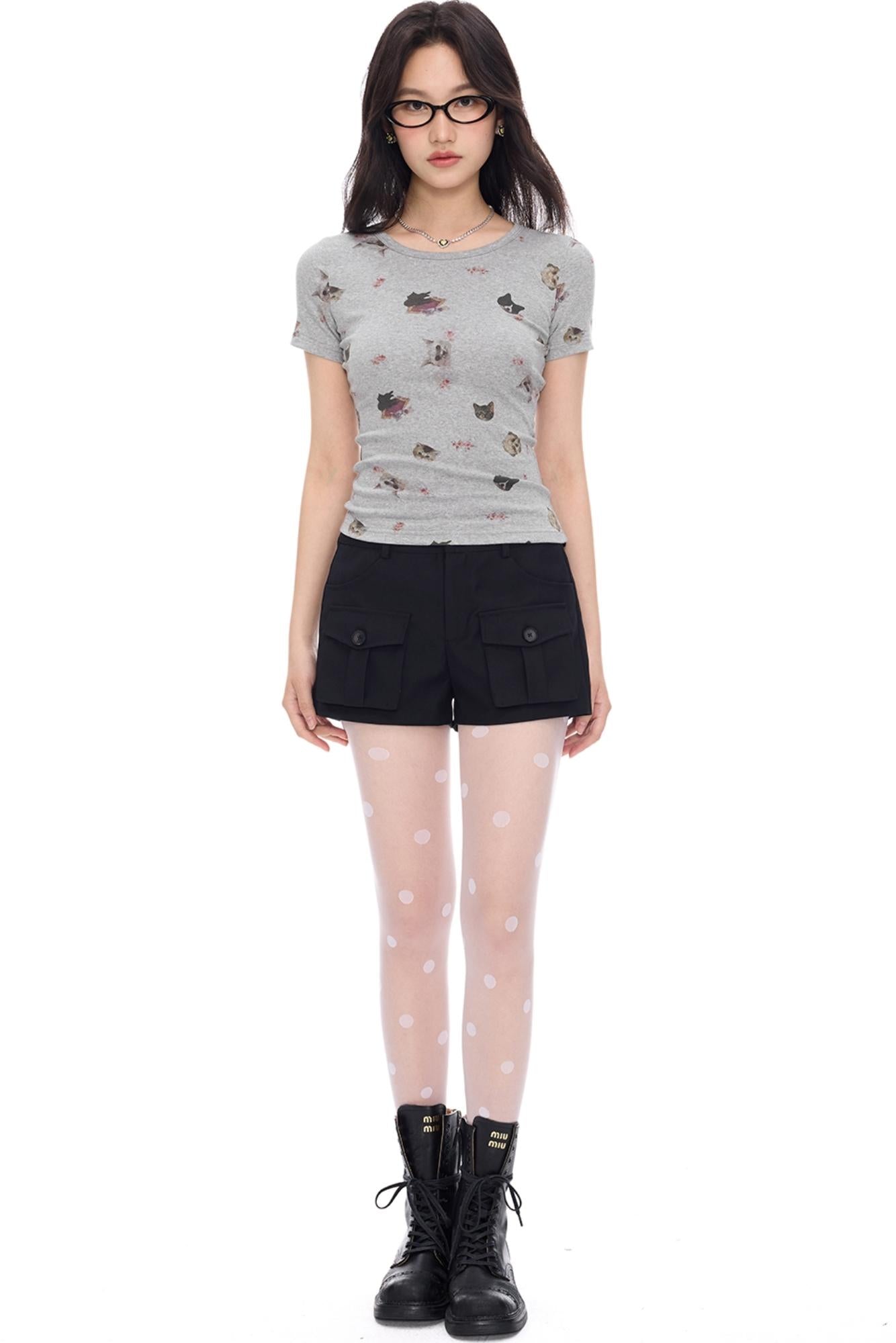 Cute Cat Print Tee