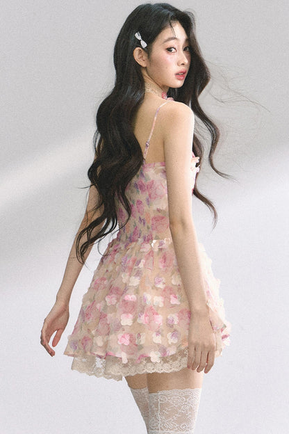 Apricot Lace Halter Dress