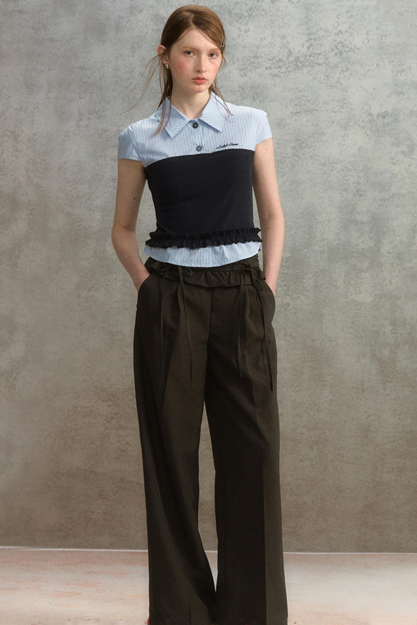 Blue Stripe Short Sleeve Blouse