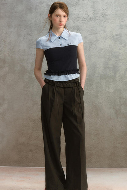 Blue Stripe Short Sleeve Blouse