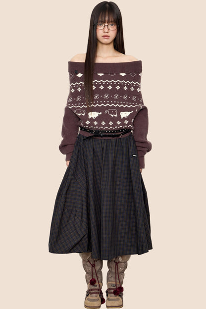 Vintage Lazy Shoulder Sweater