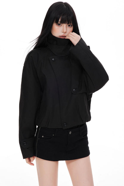 Stand Collar Turtleneck Trench Coat