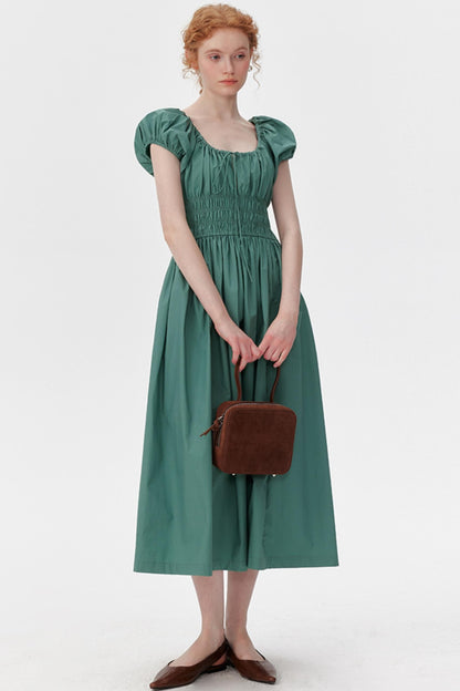 Chic Puff Sleeve Tie Dress