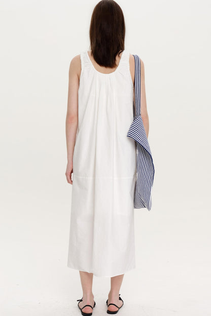 Chic Pleated U-Neck Dress