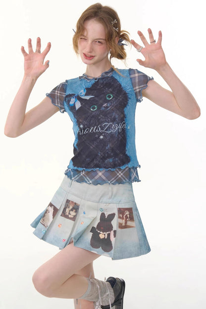 Summer Plaid Mesh Tee