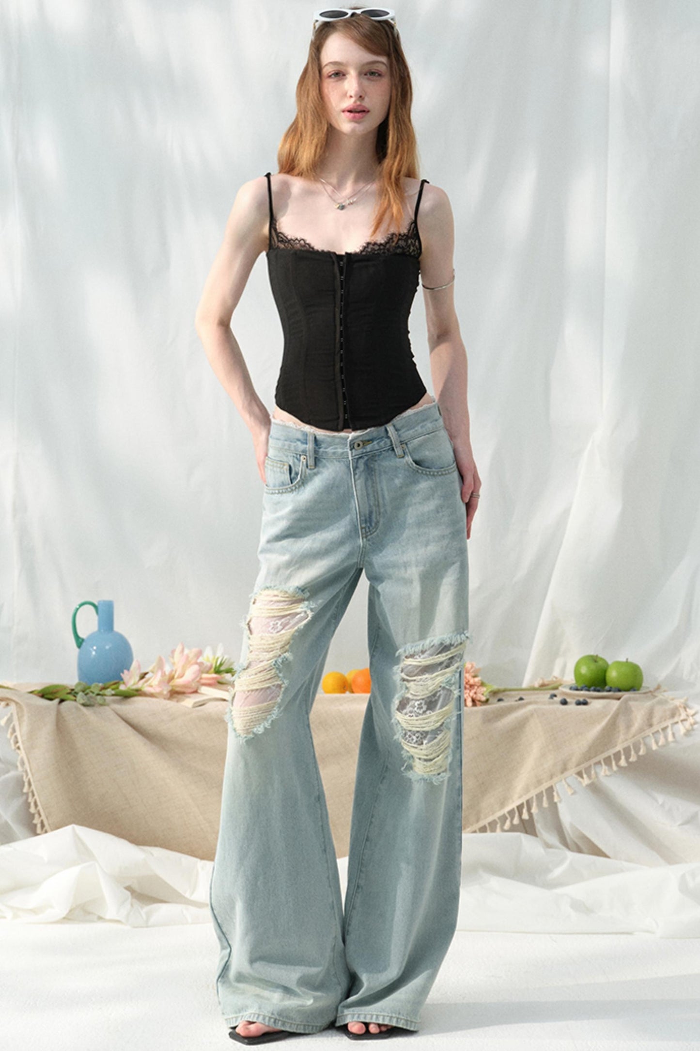 Chic Light Blue Wide-Leg Jeans