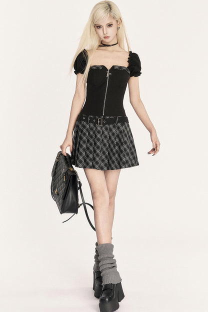 Dark Pleated One-Shoulder Dress