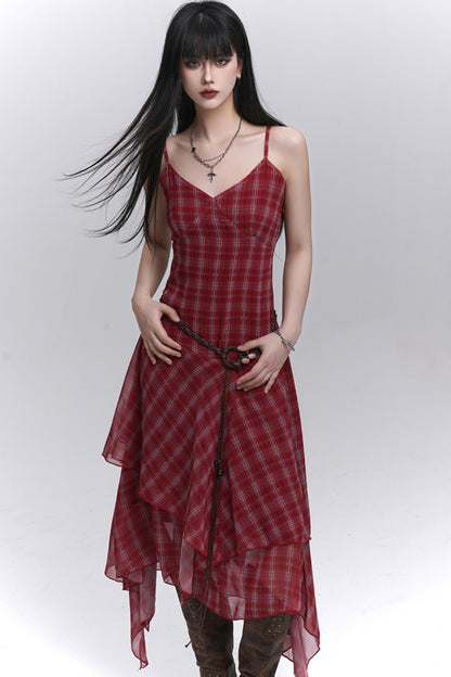 Pink Plaid Halter Dress