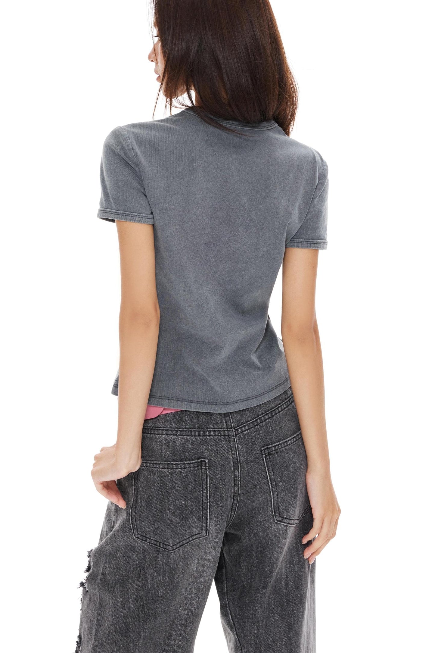 Slimming Gray Shoulder Top