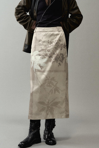 National Style Shadow Print Skirt