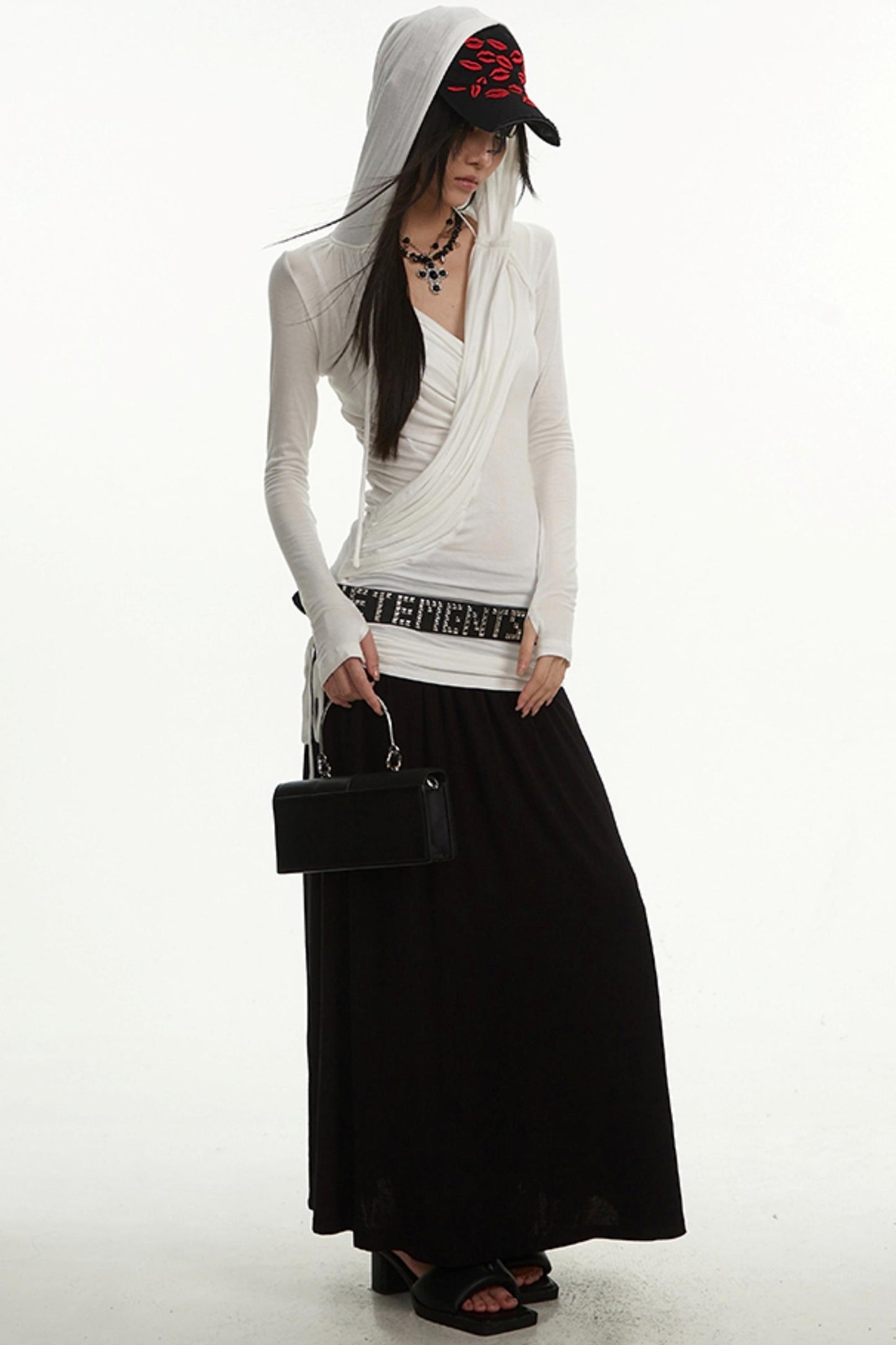 Hip Covering A-Line Long Skirt