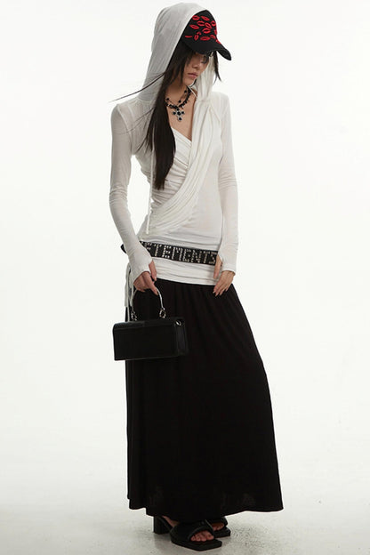Hip Covering A-Line Long Skirt