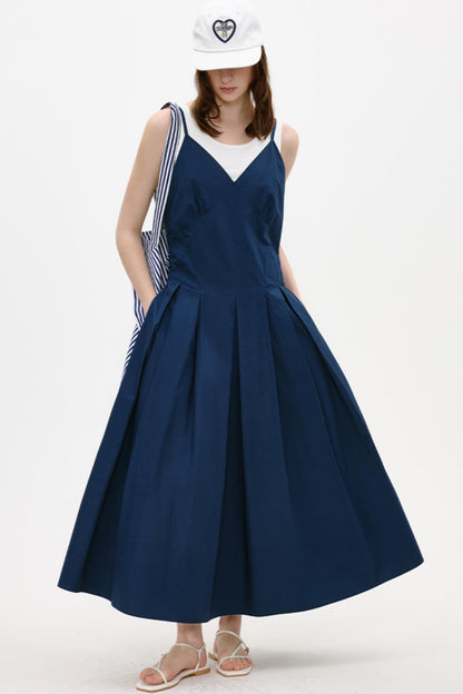 Antique Blue Luxe Halter Dress