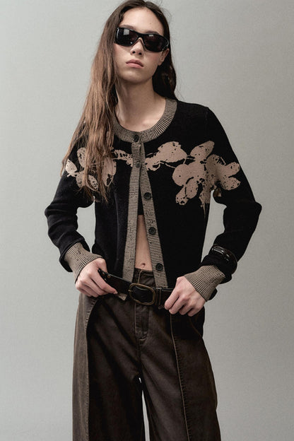 Autumn Jacquard Knitted Cardigan